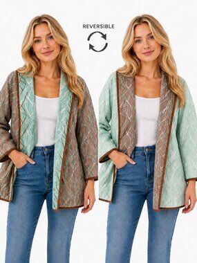 Winding River Nature Blue Birch Brown Reversible Swing Coat